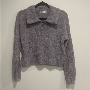 Hollister Lavender Fluffy Zip-Up Sweater Size XS